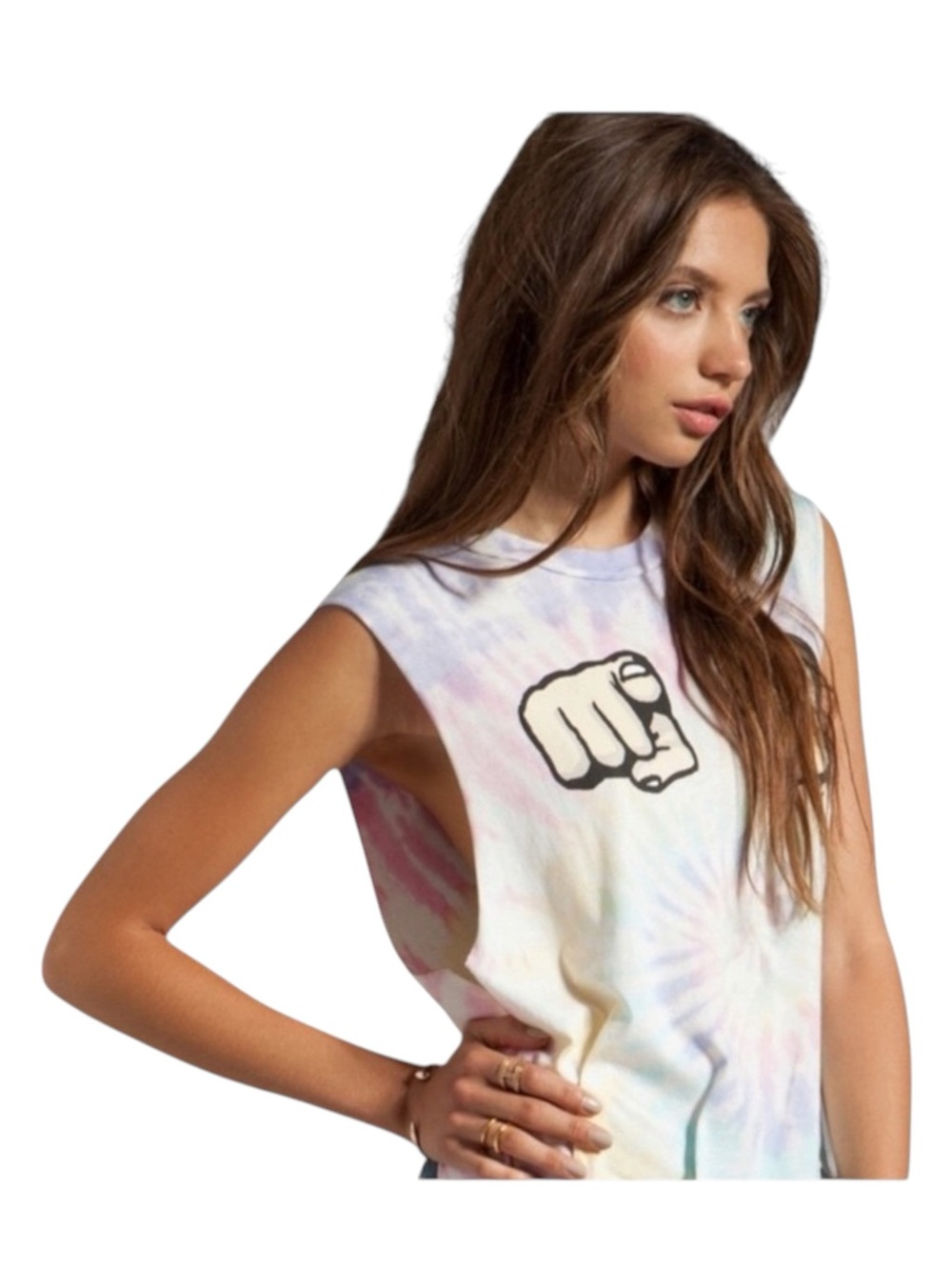 HTF: new UNIF ☮︎︎ Emoji You Suck Muscle Tee T Shirt ☮︎︎ Pastel Tie Dye ☮︎︎ Small - Picture 15 of 16